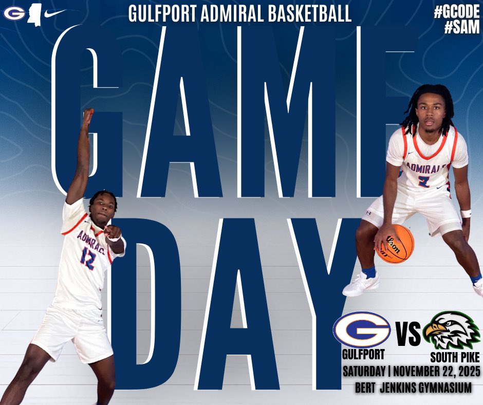 GulfportBoysBB's tweet image. 🗣️GUESS WHAT DAY IT IS…. 
IT’S GAME DAY IN GULFPORT‼️
The #GoodGuys are hosting South Pike at home today! 
JV guys play at 2:30… Varsity guys at 5:00. Come check the #Admirals out! 
#GCode 
#SAM