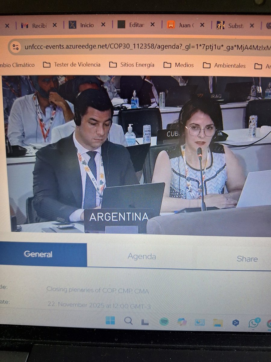 Argentina habla en el plenario para desmarcarse en todas las menciones a ODS y la llamada "Agenda 2030". Cuestiona las menciones a objetivos comunes!!!
Defiende el derecho soberano a no obedecer ninguna declaración. Y sigue... todo un rechazo a la COP.
 Una vergüenza absoluta