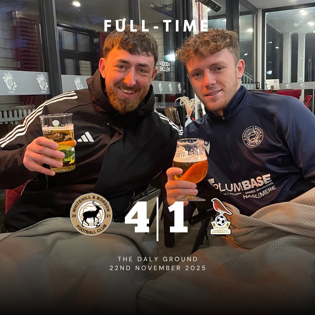 BordonFc's tweet image. 𝗙𝗨𝗟𝗟𝗧𝗜𝗠𝗘 | 𝗪𝗛𝗜𝗧𝗘𝗛𝗜𝗟𝗟 &amp;amp; 𝗕𝗢𝗥𝗗𝗢𝗡 𝗙𝗖 𝟰-𝟭 𝗦𝗧𝗢𝗖𝗞𝗕𝗥𝗜𝗗𝗚𝗘 𝗙𝗖

Freezing cold❄️, hammering it with 🌧️  but a good, well deserved win ➕3️⃣✅

Goals from Callum Barrie ⚽️⚽️ Fuller ⚽️ Warren ⚽️

Well deserved MOTM for Choularton too 🧤

🔴🔵#UpTheStags🦌