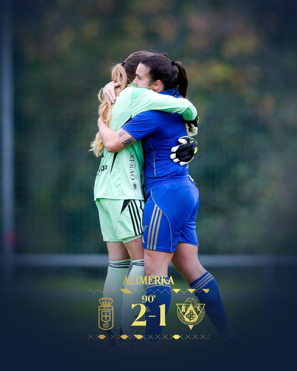 ⏹️ ¡FINAAAAAL!

<a href="/RealOviedoFem/">Real Oviedo Femenino</a> 2
<a href="/CacerenoFem/">Cacereño Femenino</a> 1

⚽️ <a href="/lauragssm/">Laura Gutiérrez</a> y <a href="/marinamartinn17/">Marina Martín</a> 

#PrimeraFederaciónIberdrola
#RealOviedoFemenino 🔵⚪️