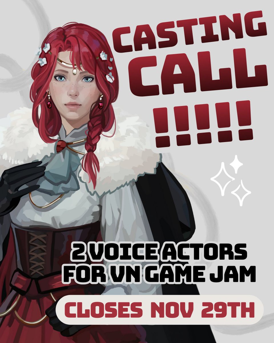 BeauVanDalen's tweet image. 🔥VA CASTING CALL OPEN for our Winter Jam Game THE PRINCE IS A 10, BUT…🔥

Play as a Princess trapped in a tower: 5 Princes arrive to rescue you, but each of them has a major flaw:

Choose your Prince &amp;amp; try to survive: with or without him!💖

Art: Dax (futotori)

AUDITION IN🧵⤵️