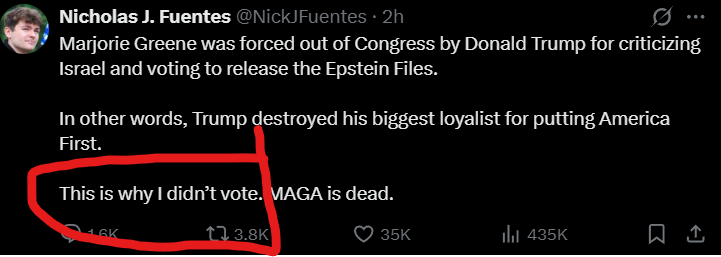 TheQuartering's tweet image. One of the largest voices in the political space didn&apos;t even bother voting....

Now of course @NickJFuentes didn&apos;t see the future and see this happening, he just didn&apos;t even bother voting.  Even though his entire platform is politics.  Come on dude.