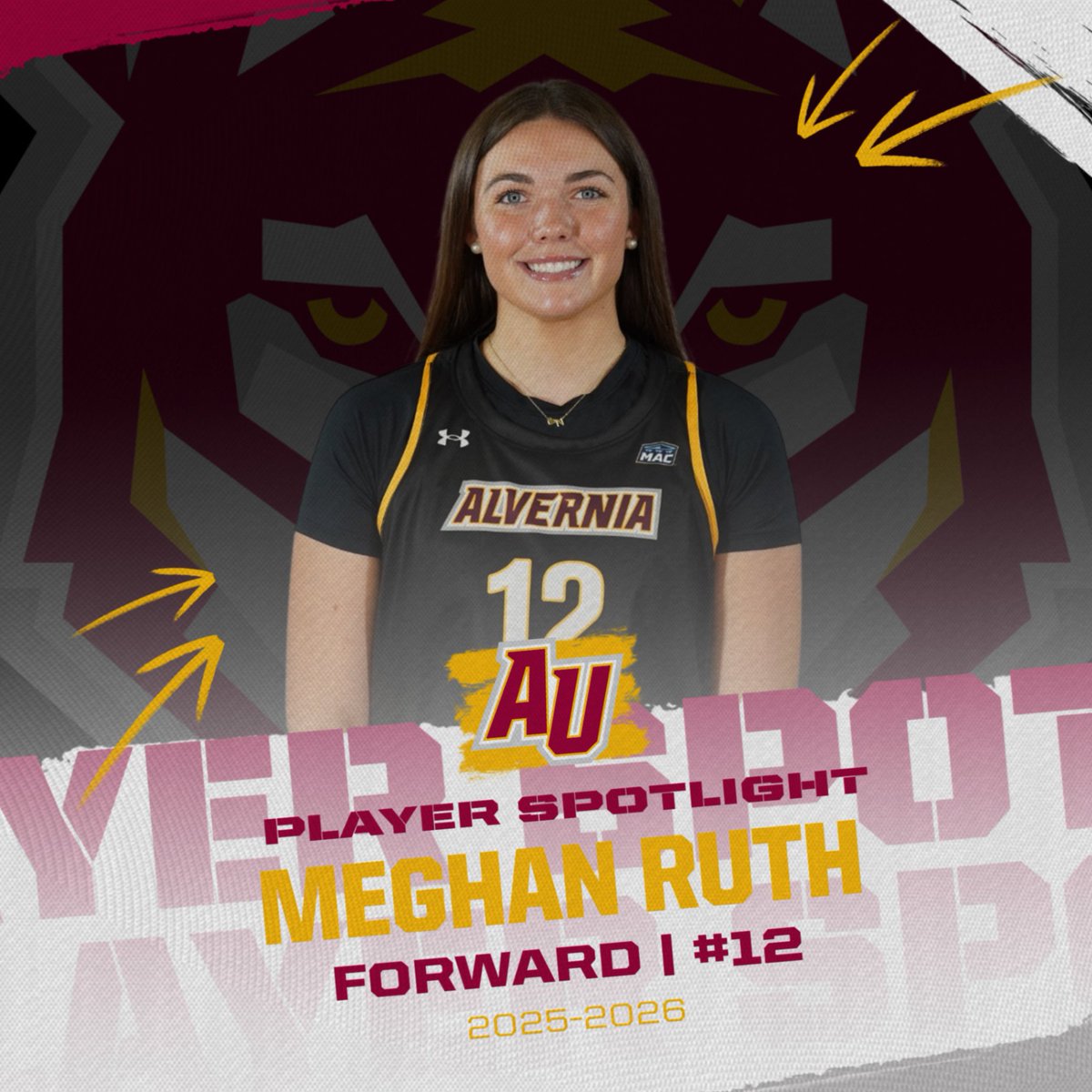 It's time to introduce your Alvernia University Women's Basketball Team.  Meet Senior #12 Meghan Ruth.  Meghan is a 5'11 Forward from Westminster, Md.  She attended The John Carroll School and is majoring in Surgical Technology.  #auwbb #golenwolves #earsup
