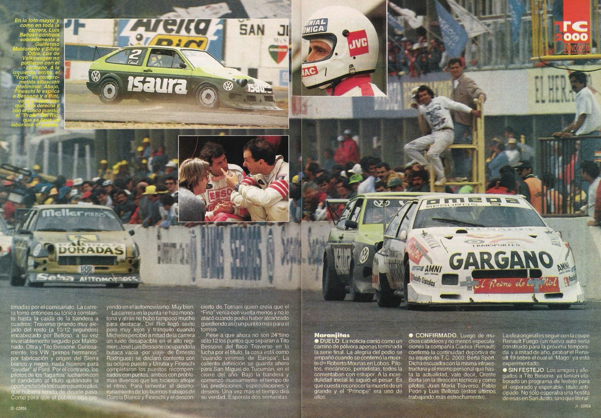 PatoG82's tweet image. 22 de Noviembre de 1992. El TC 2000 corría en el autódromo de Concordia 🏁

ALTA TENSIÓN 🔥
&quot;Las fricciones, las denuncias, la polémica le dieron un toque cargado para llegar a la última fecha conl la coronación pendiente&quot;
Ganaba &quot;El Flaco&quot; Traverso con Renault Fuego 🏆

Corsa
