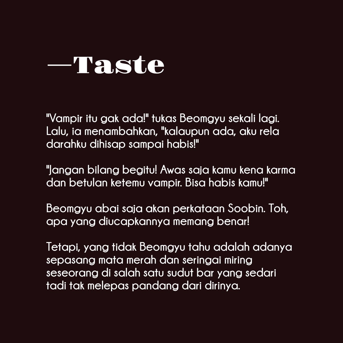 taegyu fanfiction 🔞
—taste

oneshot, explicit [5,7k words]
semi-baku
Dead Dove: Do Not Eat/read at your own risk, vampire au, boipussi bg, non-con to dubcon, mention of blood, blood eating
(full tags inside, please read them)

🔗tsuyunim.medium.com/taste-83aa6d1e…