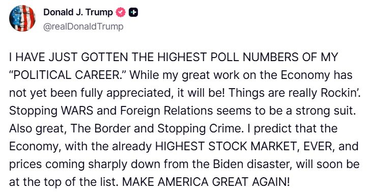 JonahDispatch's tweet image. Bragging about your best poll numbers ever without providing a source or data is the “My Canadian supermodel girlfriend can’t make it to the prom so I’m going solo” of political lies.