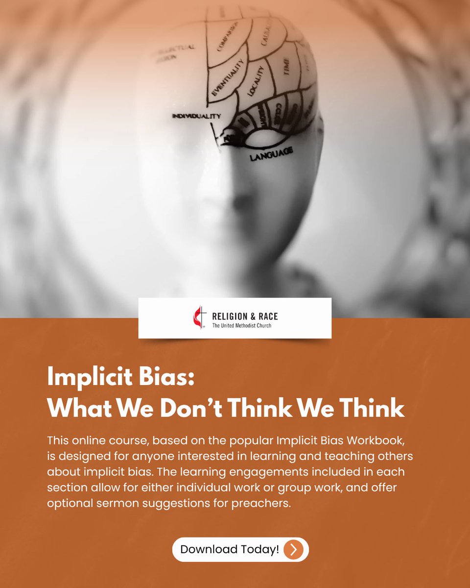 gcorrumc's tweet image. Implicit Bias is often invisible, but its impact is real. This resource is here to help leaders &amp;amp; communities learn, reflect, and grow. Let&apos;s do this work together.

Download here: gcorr.teachable.com/p/implicitbias
#ImplicitBias #AntiRacism #InclusiveCommunity #GCORR #UMC
