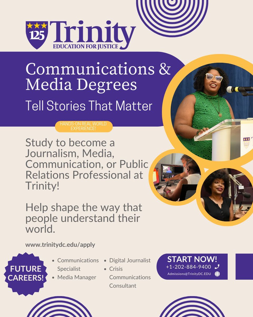 TrinityDC's tweet image. Launch your media career in DC! 📰 Trinity&apos;s #communication programs feature state-of-the-art newsroom, award-winning #TrinityDC Times, &amp;amp; access to federal agencies, major media bureaus &amp;amp; nonprofits. Apply: trinitydc.edu/apply #DiscoverYourStrength #GoToTrinityDC