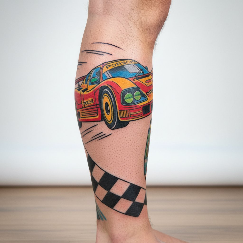 Daily__Tattoo's tweet image. ¡Adrenalina ochentera en tu piel! 🏎️ ¿Te atreves? ✨ #tattoo #celshading #ink