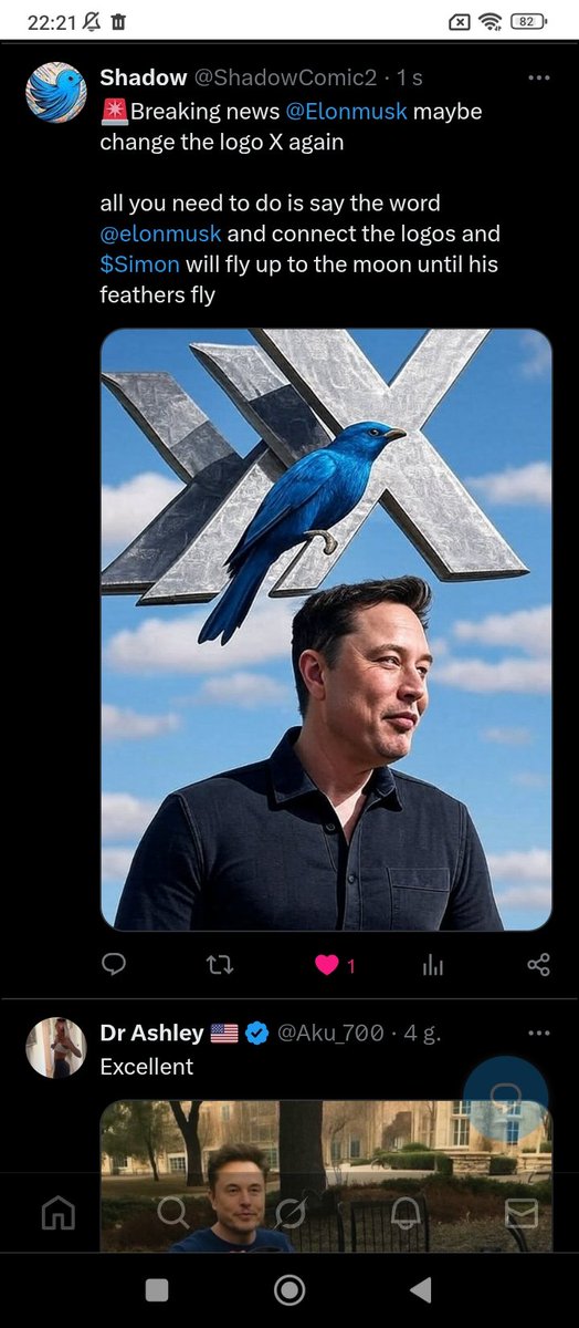 ShadowComic2's tweet image. @elonmusk changed the blue bird to an X but can now combine the two symbols New with the beginning of the tweet $Simon flies into space