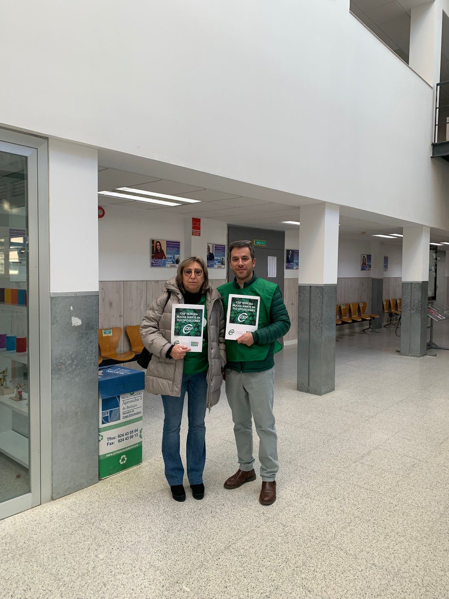 csifsanext's tweet image. Nuestros delegados de CSIF Sanidad Extremadura vuelven a acompañar este sábado a los opositores del SES, hoy en Badajoz y en Mérida, en las categorías de  Ingeniero Técnico Industrial, Lavandero y Trabajadora Social.
Mucha suerte a tod@s!!
#TodoXTodosEsMás