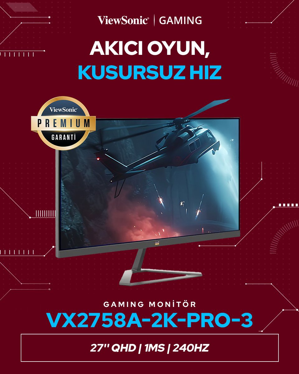 Rakiplerin bir adım geride kalsın! 🏆
VX2758A-2K-PRO-3, 27” QHD ekranıyla keskin detaylar sunar, 1ms tepki süresi ve 240Hz yenileme hızı ile aksiyon oyunlarında gecikmeye yer bırakmaz.
Her karede akıcı performans ve üstün kontrol sayesinde oyunun tamamen senin elinde.