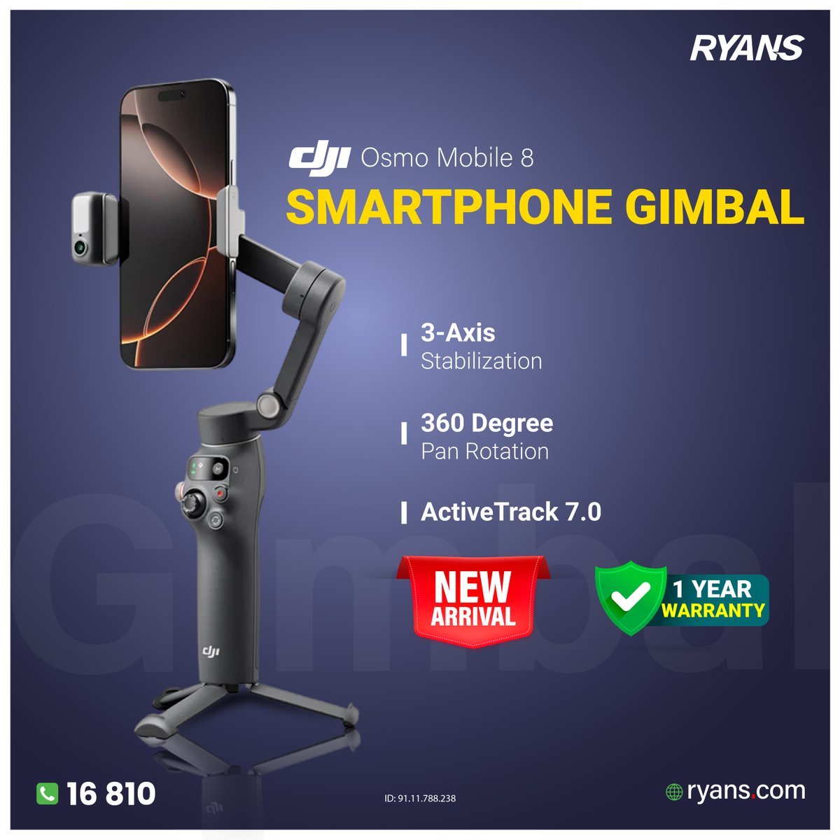 RyansComputers's tweet image. DJI Osmo Mobile 8 Smartphone Gimbal
ryans.com/dji-osmo-mobil…
📞 Need help? Call: 16810
#RyansComputers #DJI #OsmoMobile8 #DJIDrone #NewArrival