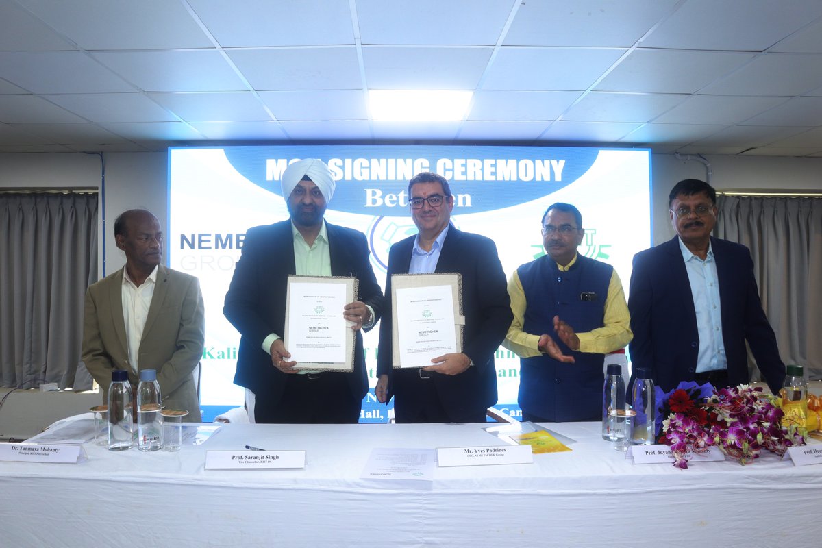 KIITUniversity's tweet image. We were pleased to welcome Mr. Yves Padrines, CEO of the Nemetschek Group, to KIIT today. During the visit, KIIT and Nemetschek signed a landmark MoU to set up the Nemetschek AEC Centre of Excellence on our campus.

This new Centre will strengthen research, drive innovation, and…