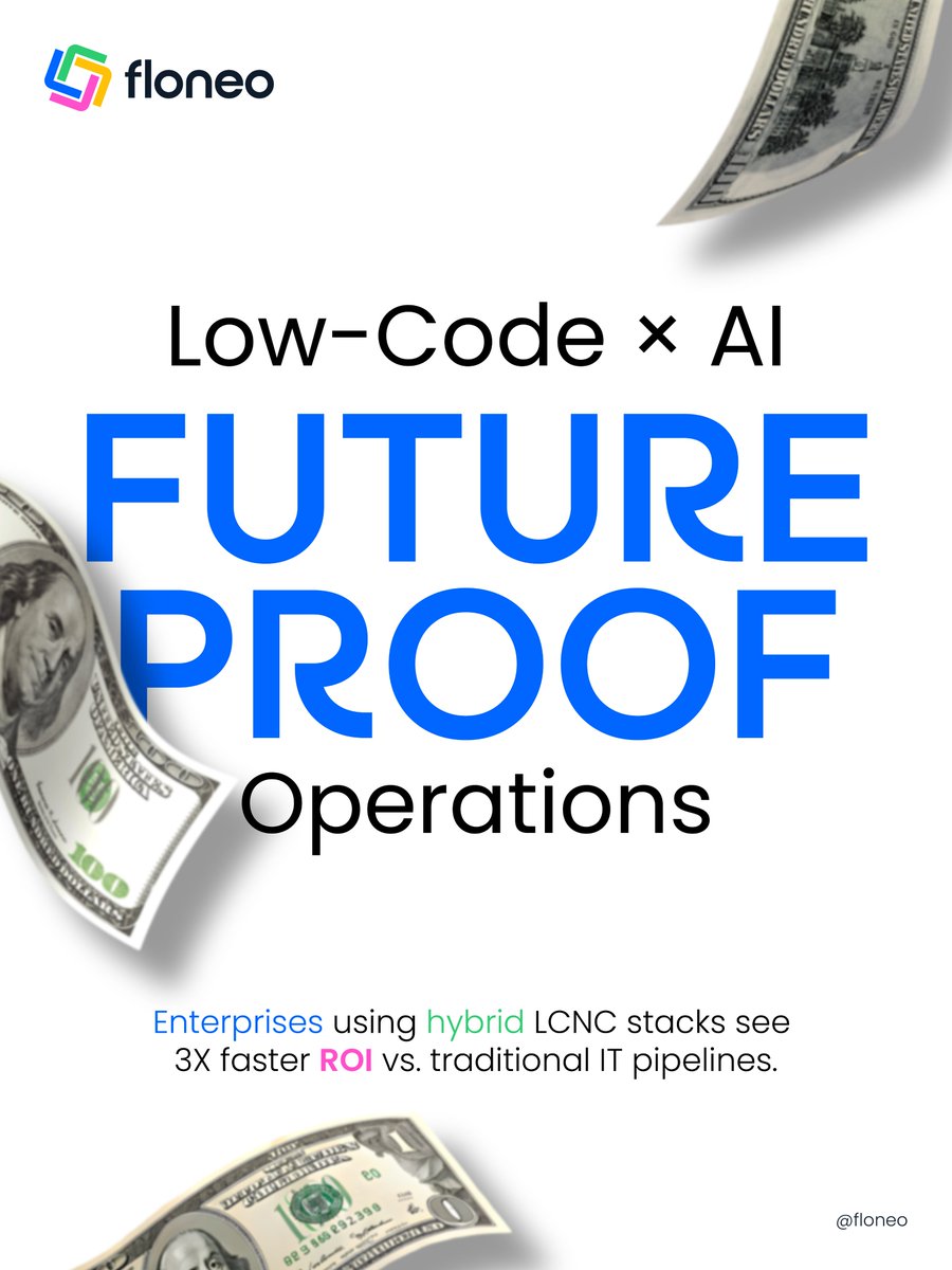 Floneotech's tweet image. The Next Era of Ops: Visual + Intelligent Automation.

LCNC + AI turns slow workflows into real-time systems.   Build→ adapt→ scale ops without bottlenecks. 

Try the Next Era of Ops at floneo

#lowCode  #automation #ai #digitaltransformation #nocode #processautomation