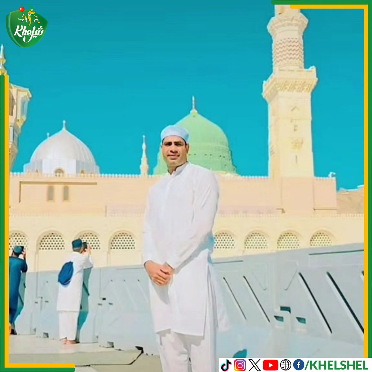 khelshel's tweet image. Arshad Nadeem has performed umrah and he is currently in Medina after winning the Gold medal at the Islamic Solidarity Games 2025 in Riyadh.

#JavelinThrow | #Pakistan | #ArshadNadeem | #IslamicSolidarityGames | #Riyadh | #Medina