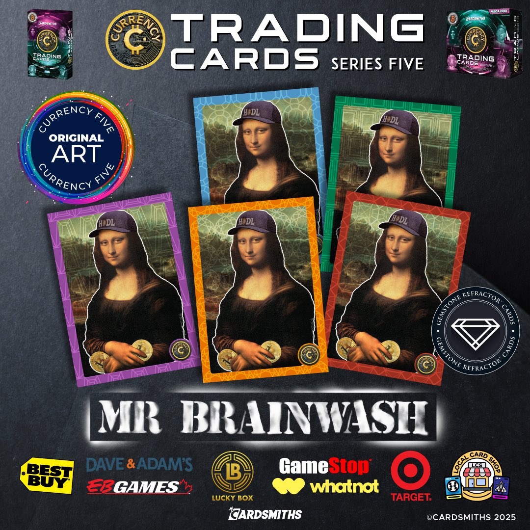 CARDSMITHS_'s tweet image. Original #HODL art from this incredible street artist is part of the Currency Series 5 experience! 

@MrBrainwash 
@gamestop 
@BestBuy 
@Target 
#LocalCardShops