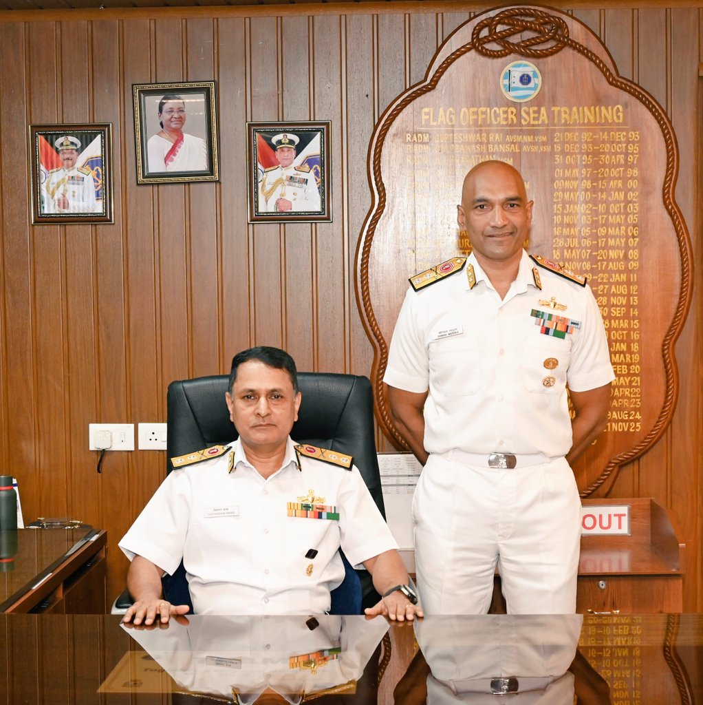 RAdm Vidhyadhar Harke took over as the 27th Flag Officer Sea Training (#FOST) on #22Nov 25. He is an alumnus of National Defence Academy, a graduate of DSSC, Wellington and <a href="/InNwc/">NAVAL WAR COLLEGE</a> at Goa. The Flag Officer has vast experience at sea which includes Commissioning CO <a href="/IN_R11Vikrant/">INS Vikrant</a>