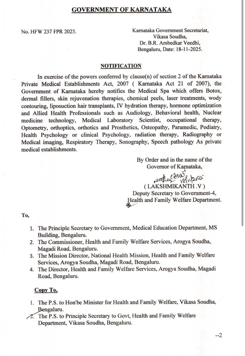 dineshgrao's tweet image. The Health and Family Welfare Department had received numerous serious complaints, and media reports had also highlighted unauthorised medical spas that were mushrooming across the state purely with a commercial motive, completely disregarding public health.

These centres were…