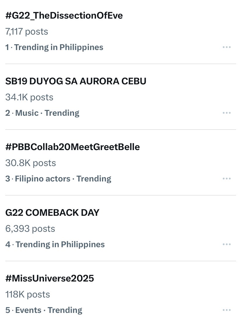 Ayaw niyo ba talaga ipa No. 1 ang esbi?🥹

SB19 DUYOG SA AURORA CEBU
<a href="/SB19Official/">SB19 Official</a> #SB19
#SB19atAuroraMusicFestCEBU