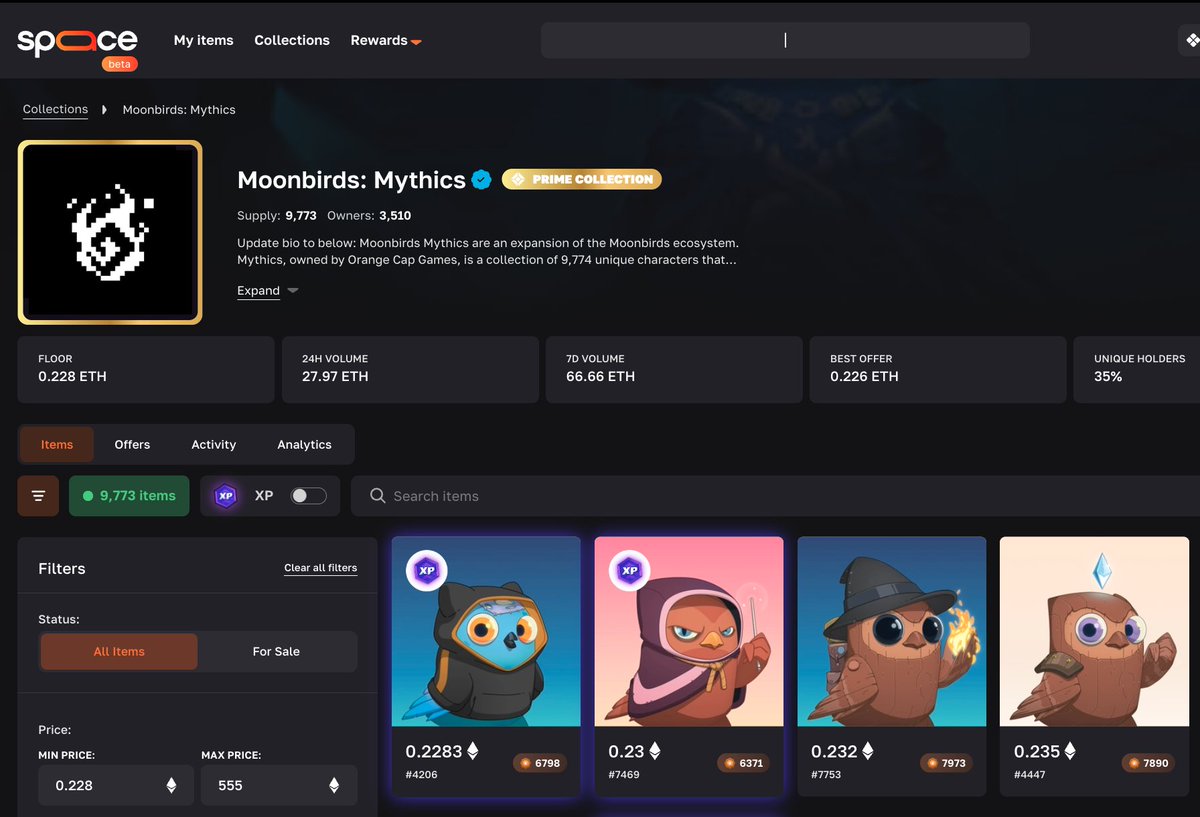 spaace_io's tweet image. 🚨 Reminder: many collections have their real floor on Spaace
like @LilPudgys, Moonbirds @MythicBirbs, @KaitoAI Yapybaras, or even @Azuki Elementals.

If you’re buying anywhere else, you’re literally paying more… and missing XP.
Skill issue tbh 👀