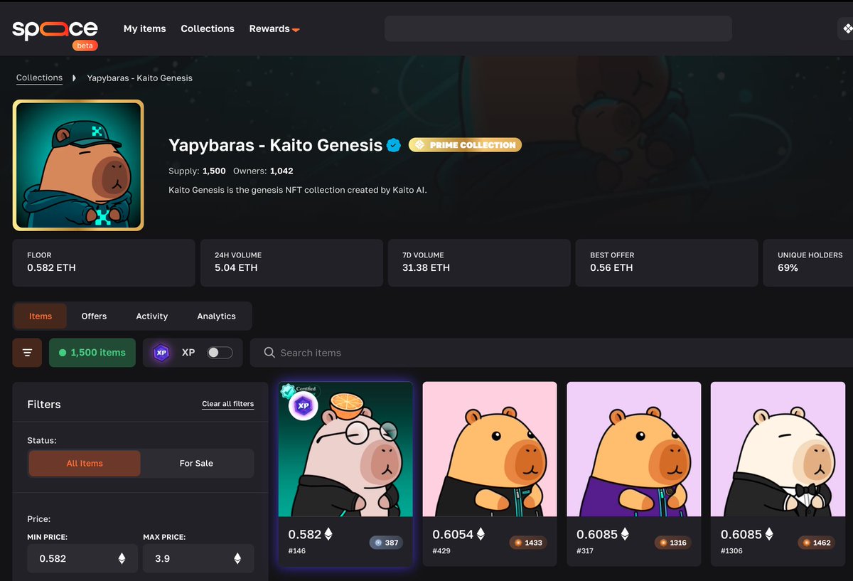 spaace_io's tweet image. 🚨 Reminder: many collections have their real floor on Spaace
like @LilPudgys, Moonbirds @MythicBirbs, @KaitoAI Yapybaras, or even @Azuki Elementals.

If you’re buying anywhere else, you’re literally paying more… and missing XP.
Skill issue tbh 👀