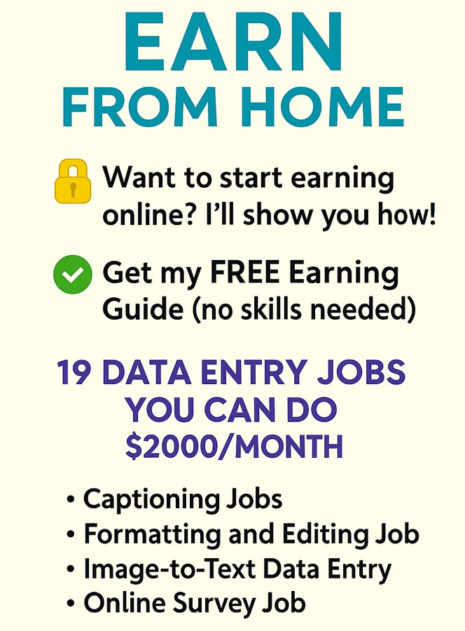 AI_Zone_Planet's tweet image. Make money from home — it’s easier than you think!

📘 Grab my Free Earning Guide (limited offer).

💰 Learn real ways: data entry, freelancing, content income &amp;amp; more.

💬 Must Follow + Comment “Guide” to get yours now!