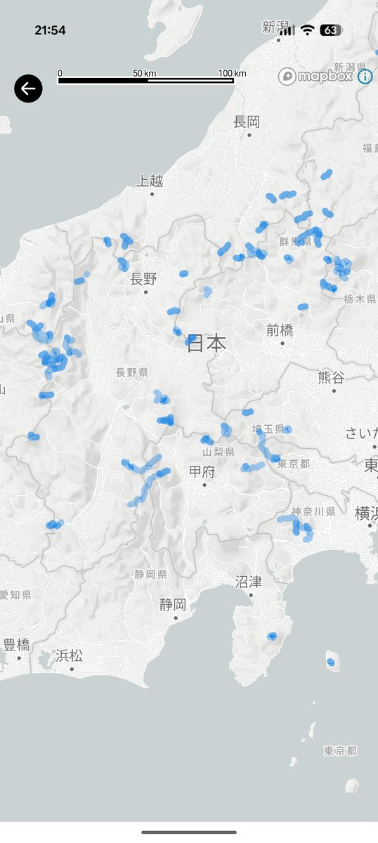 Hiking app Yamap visualize all the hikes I have done.