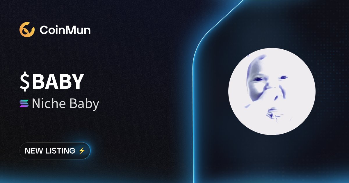 ⚡️ New Listing ⚡️ 

$BABY Niche Baby is now listed on CoinMun.

Market Cap: $553,469

 🚀 Discover here: coinmun.com/coins/niche-ba…

#NewListing #CoinMun #Solana #Crypto