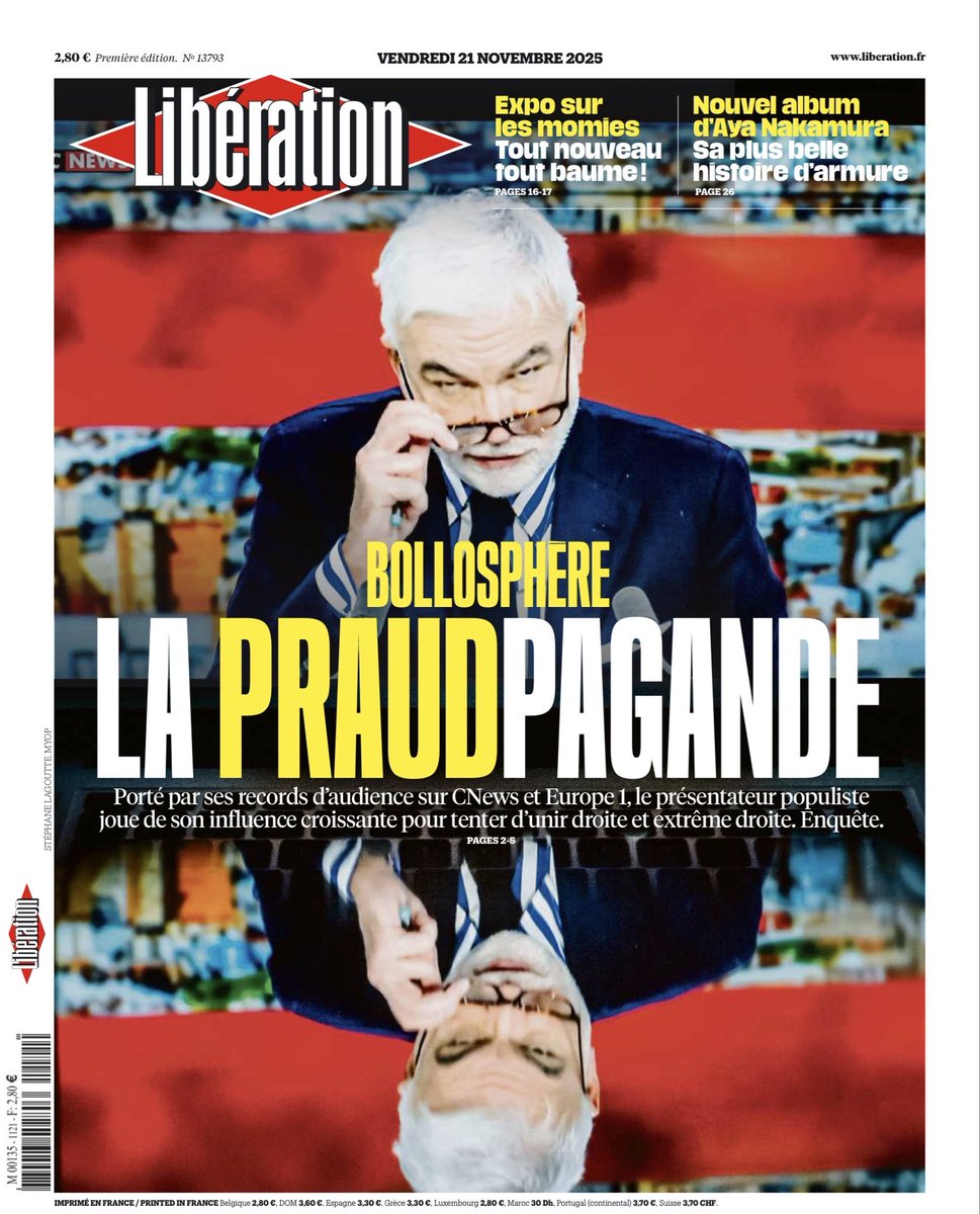 stephane49col's tweet image. Lecture du jour. 
BOLLOSPHÈRE. LA PRAUDPAGANDE. #cnews #Europe1 #PascalPraud et son bistrot #hdpros 
Merci @libe pour cette Une.