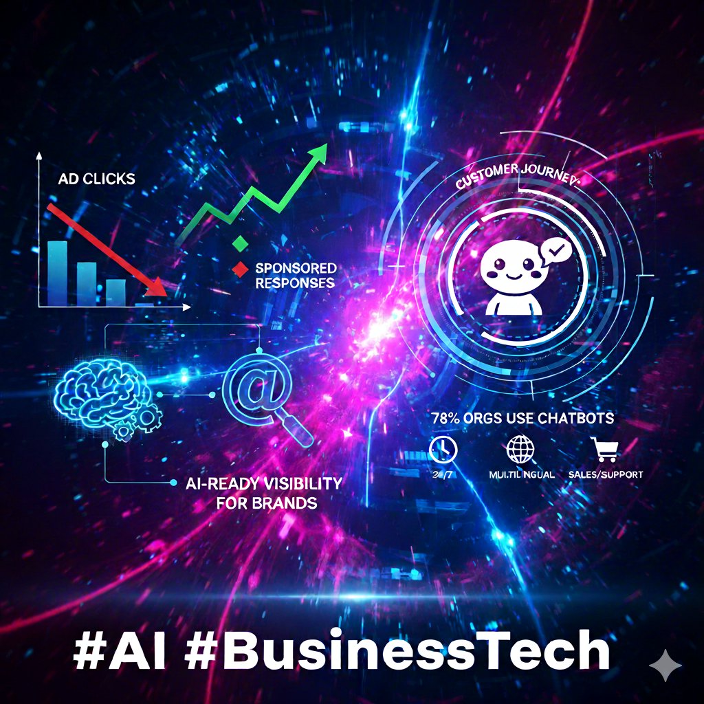 HaroldSinnott's tweet image. Monetization&apos;s in flux: Subscriptions, sponsored responses rising as ad clicks drop. For brands, visibility means being AI-ready. Customer journeys? 78% of orgs use chatbots for sales/support, 24/7, multilingual. 5/6 #AI #BusinessTech