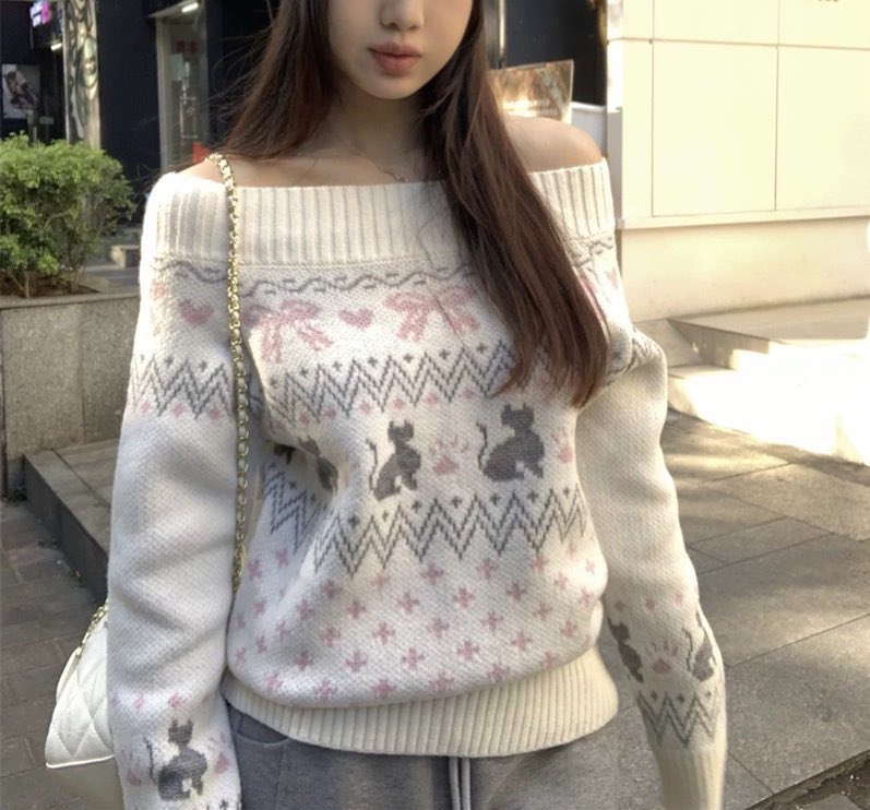 sasisbysi's tweet photo. อมก;—; เสื้อไหมพรมปาดไหล่ ลายน่ารักมั่ก •.*🤍🪄 https://t.co/dV8ARkv4VD
