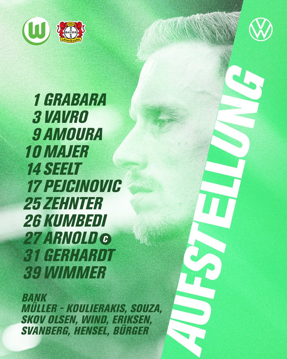 VfL_Wolfsburg's tweet photo. Unsere Startelf gegen Leverkusen! 👊

#WOBB04 https://t.co/1K8X0jaHd6