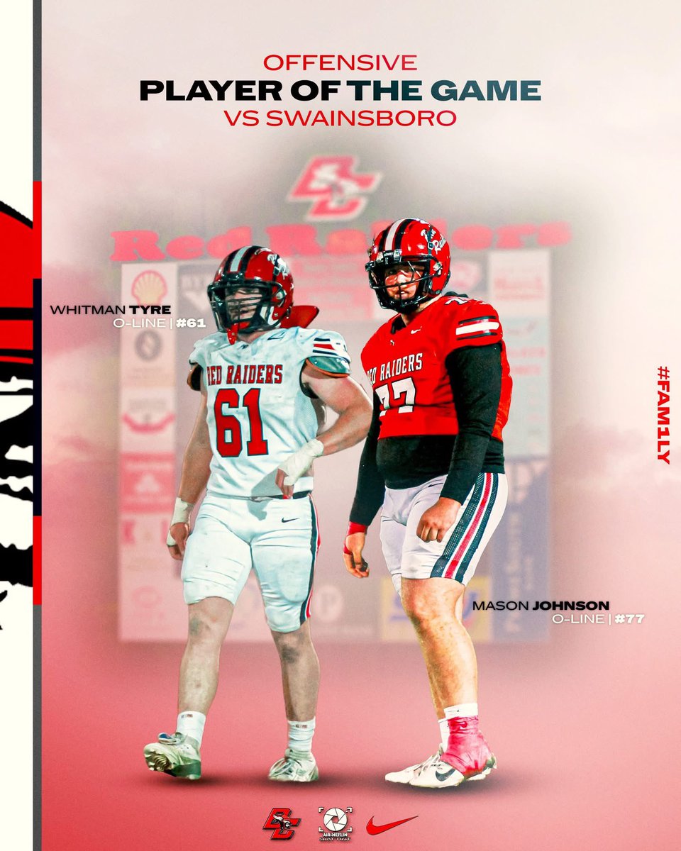 RecruitBCFB's tweet image. 🚨Players of the Game vs Swainsboro🚨

Farm Bureau - Theron Moore 

Offensive - Mason Johnson &amp;amp; Whitman Tyre

Defensive - Kaiden Barnes

Special Teams - Isaiah Thomas 

#FAM1LY 🔴⚪️⚫️