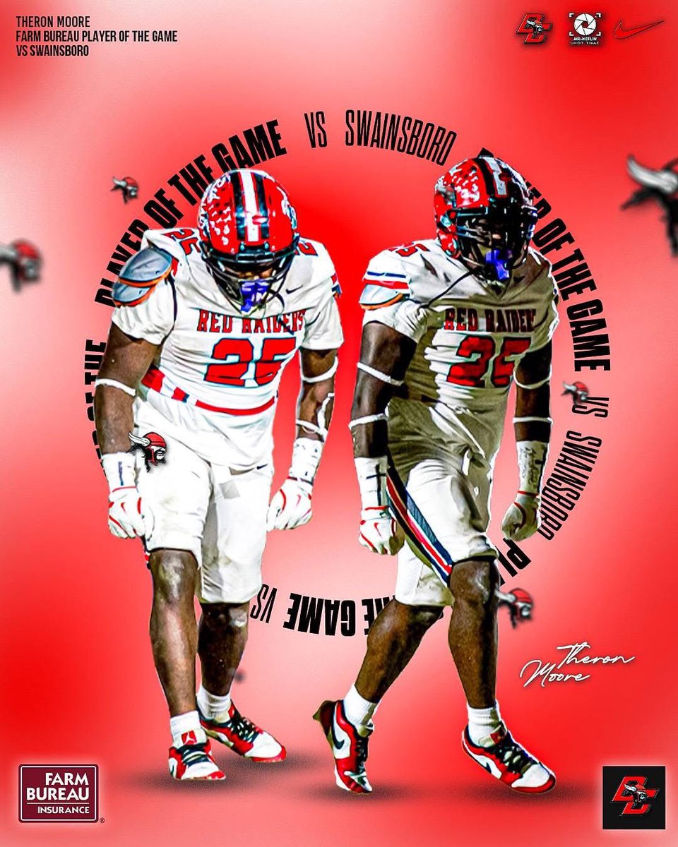RecruitBCFB's tweet image. 🚨Players of the Game vs Swainsboro🚨

Farm Bureau - Theron Moore 

Offensive - Mason Johnson &amp;amp; Whitman Tyre

Defensive - Kaiden Barnes

Special Teams - Isaiah Thomas 

#FAM1LY 🔴⚪️⚫️