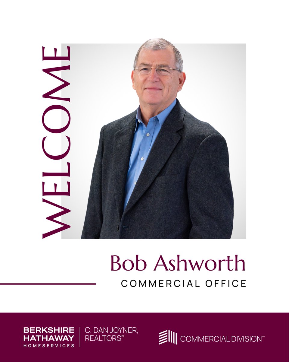 Please join us in welcoming Bob Ashworth. 👏 Connect with Bob here ⬇️ ow.ly/8UlG50XqITF

 #CommercialDivision #CommercialRealEstate #WelcomeToTheTeam
