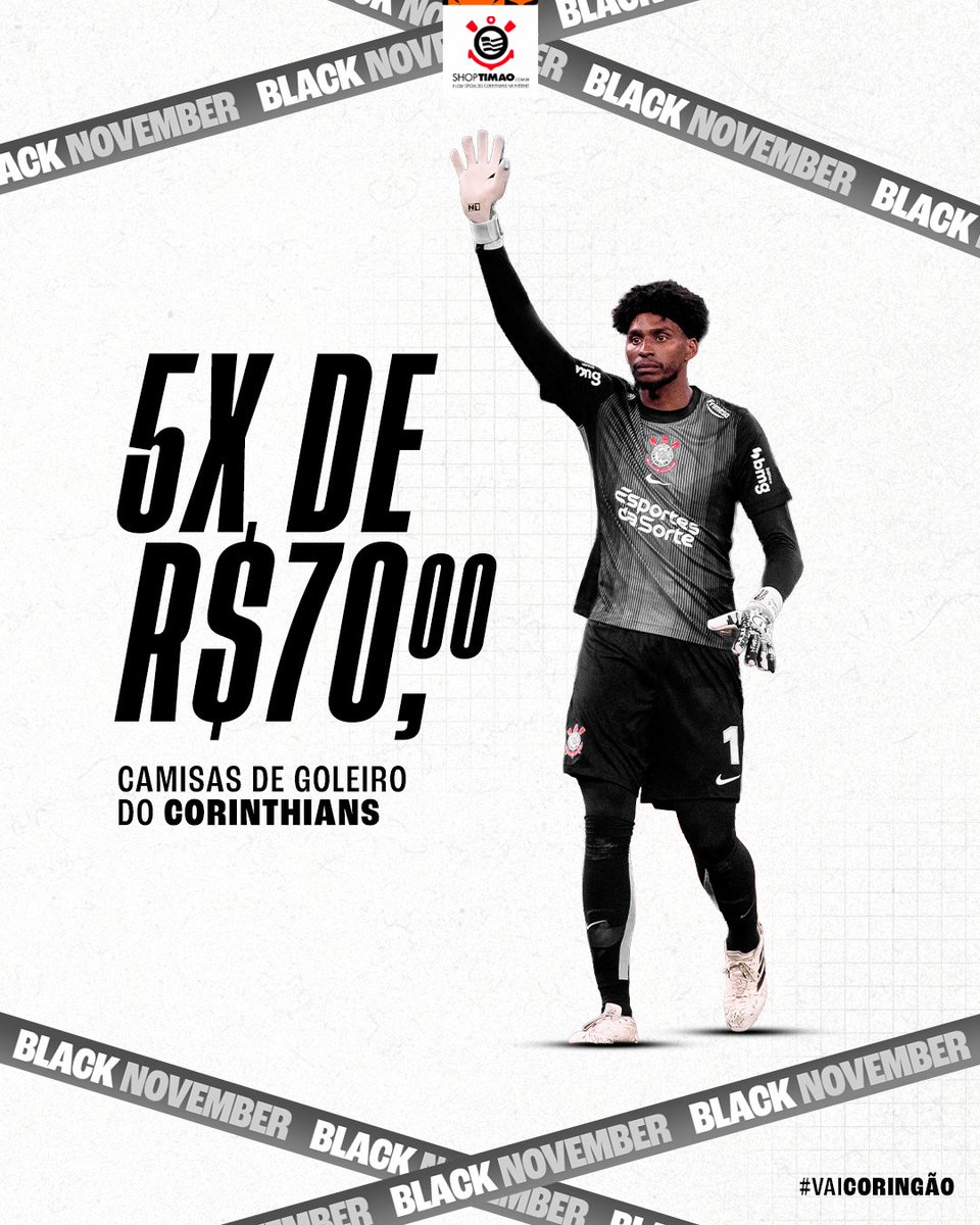 Os mantos de goleiro estão disponíveis na ShopTimão! 🧤🖤

As camisas do paredão para a temporada estão na loja online oficial do Coringão! Acesse agora mesmo para garantir a sua!

Em até 5x de R$70,00 você garante a sua! 🔗 mla.bs/a4622d1f