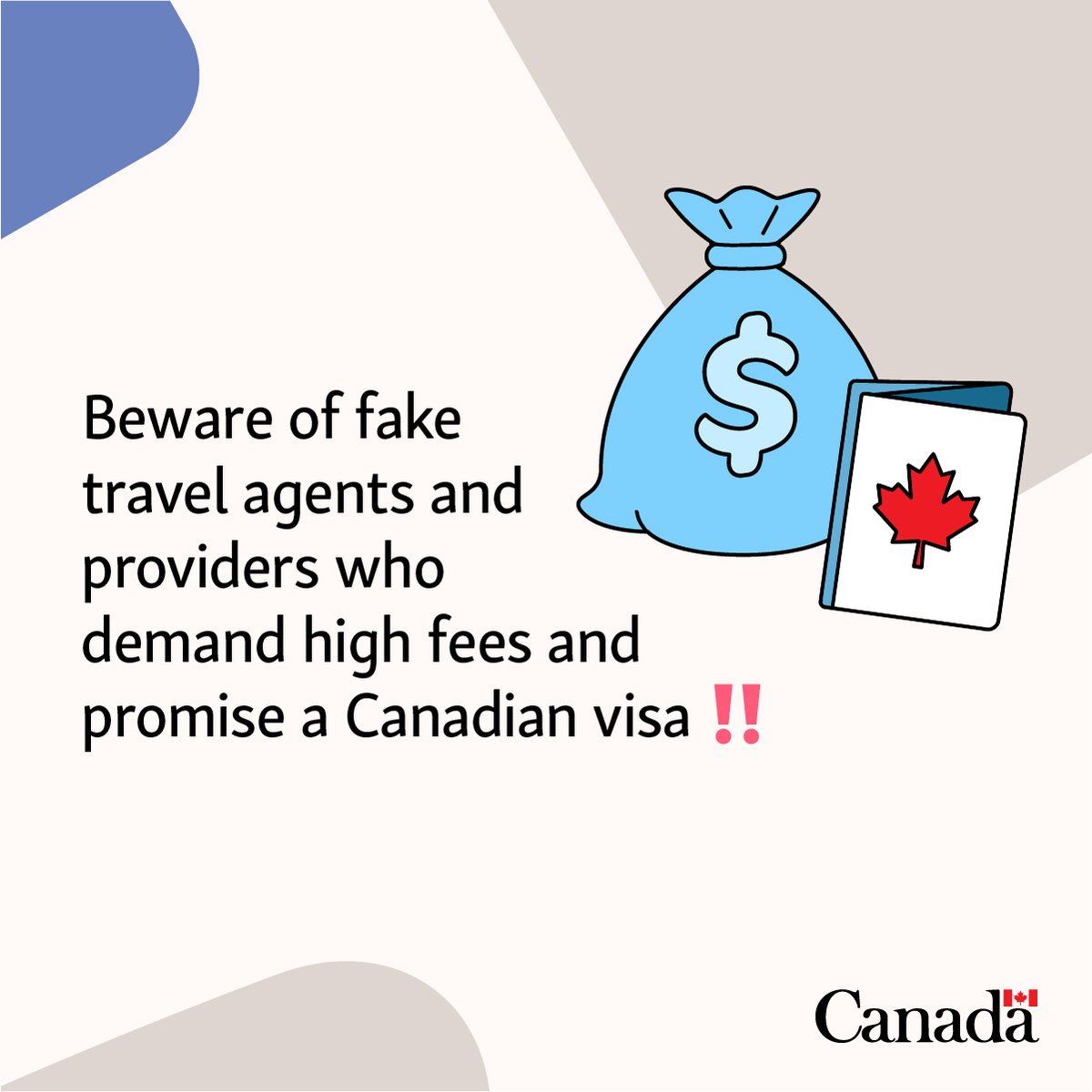 CanHCGhana's tweet image. Think twice if someone demands excessive fees and promises a Canadian visa. These are red flags!

Protect yourself and learn how to report fraud or abuse: 
bit.ly/47FwGIm 
#FraudAwarenessWeek 

#FightingVisaFraud
#GrowTogether 
#GoFarGoTogether