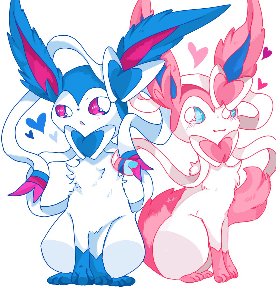 ニンフィア兄妹💙🎀🩷
#ポケモンイラスト #pokemonfanart #ニンフィア