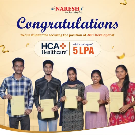 nareshitkphb's tweet image. 🎉 Congrats to our NareshIT student for landing a .NET Developer role at HCA Healthcare with a 5 LPA package! Keep rising! 🙌

#NareshIT #DotNetDeveloper #CareerSuccess #PlacementUpdate #TechCareers #SuccessStory