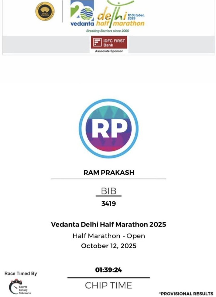 One of the four new year running resolutions achieved during VDHM on 12th October. I think I will achieve 1 or 2 among the 3 remaining resolutions. 10k will be impossible this year.

#Running