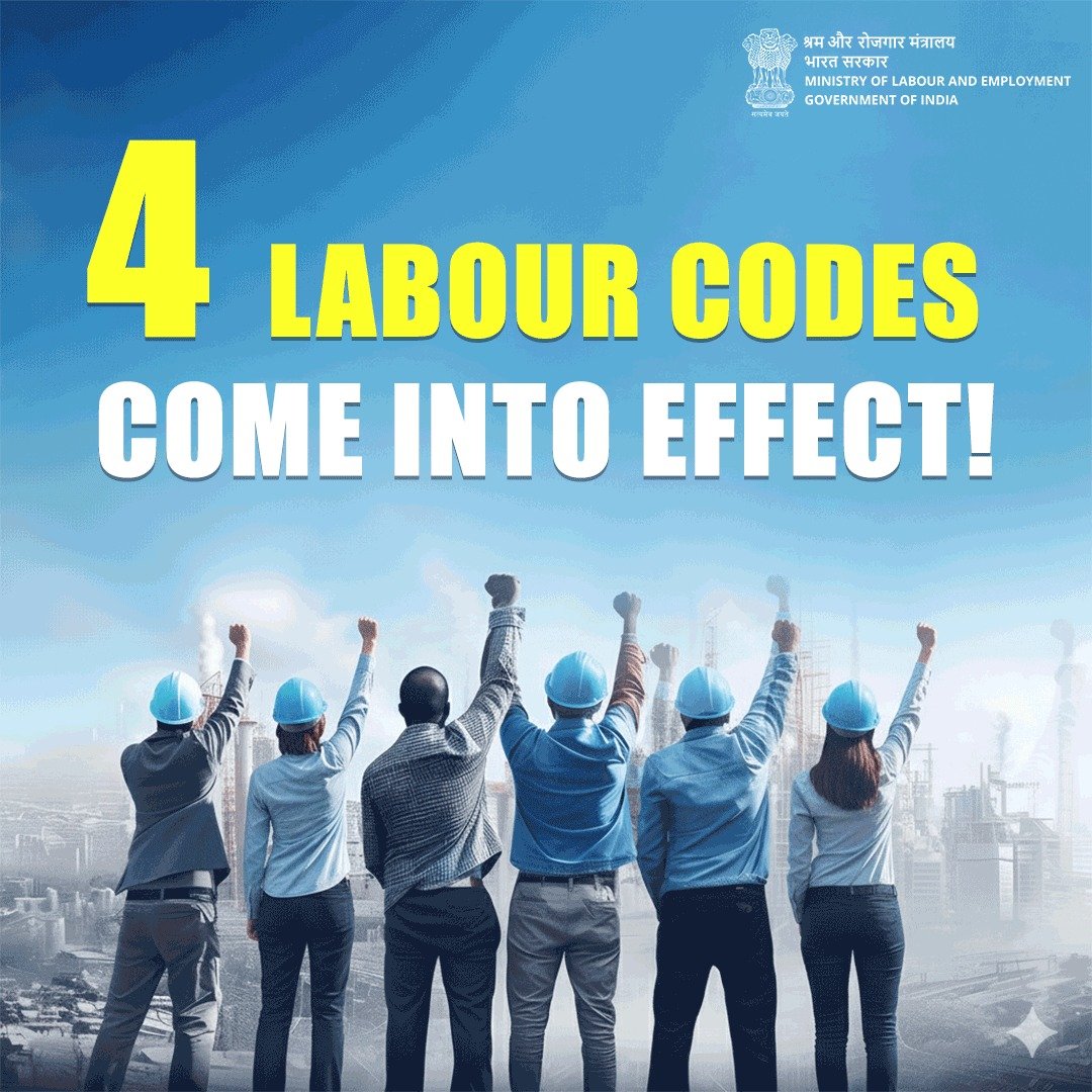 PIBPersMin's tweet image. The Government has implemented the four Labour Codes. By decriminalising minor offences and enabling compounding, the Codes create a more facilitative regulatory environment, shifting from punishment to fines and improving compliance. #ShramevJayate