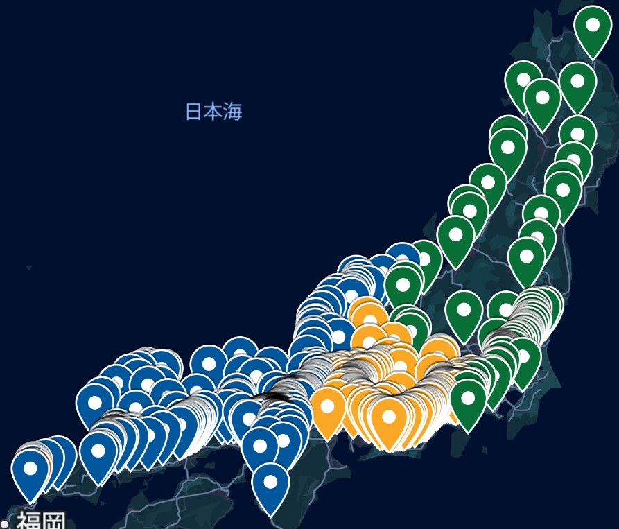 Raityorapid's tweet image. 印を付けた駅がマルス・POS入場券を購入及び収集した駅です。
数えてみたら400駅はありました。