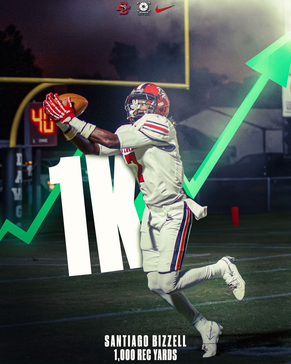 RecruitBCFB's tweet image. Congratulations to @SantiagoBizzell for setting the new school record for receiving yards in a single season! 

#FAM1LY 🔴⚪️⚫️