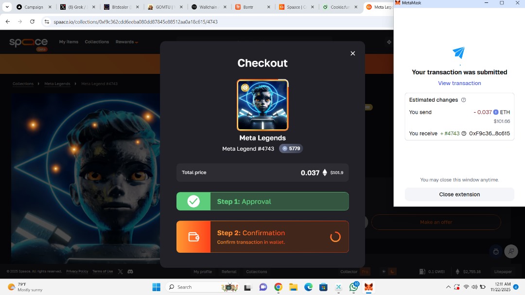 Quotex_Defi's tweet image. Speaking of spaace the current No1 trending NFT marketplace 📳👀

I just bagged myself an NFT

It&apos;s expensive to sweep the floor price of an NFT on other market places, but here on @spaace_io it&apos;s more achievable and friendly due to
🛜User friendly interface
🛜Low fees (in fact,…
