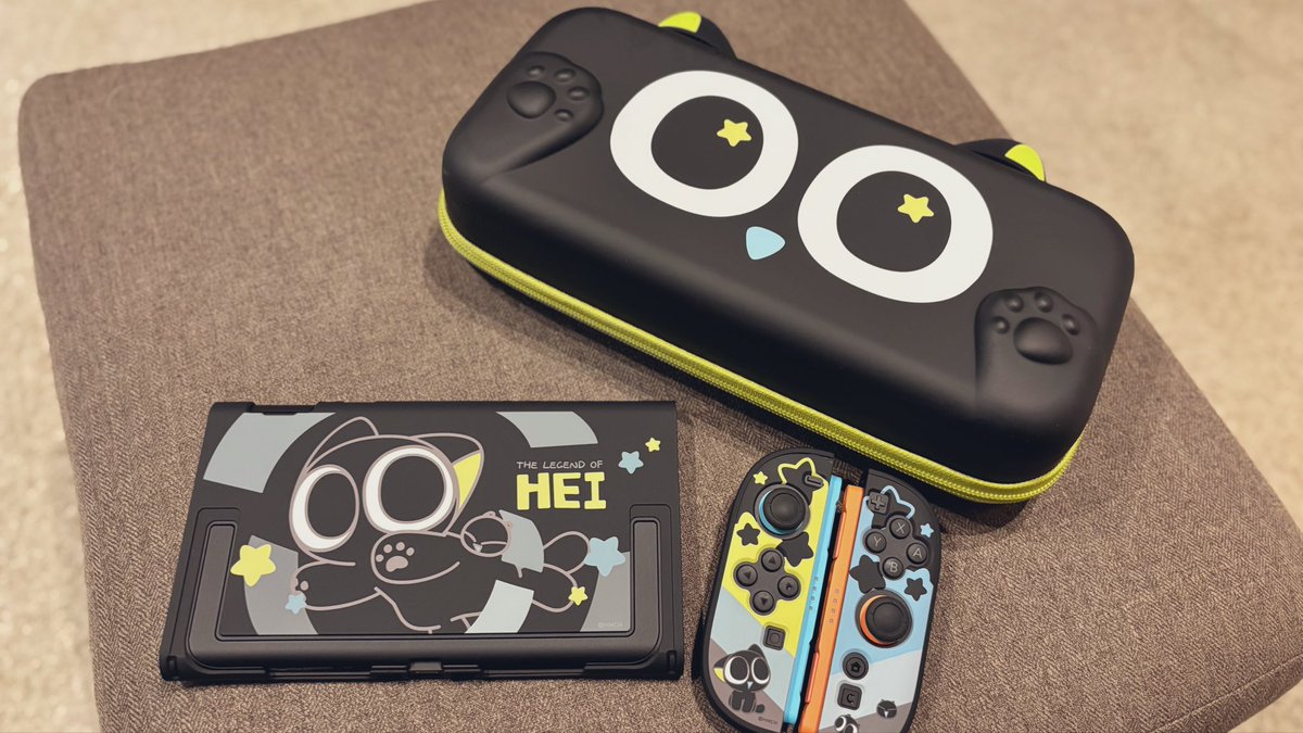 Switch2のカバーとケース シャオヘイにした！🐈‍⬛🍀 最高にかわいいよ