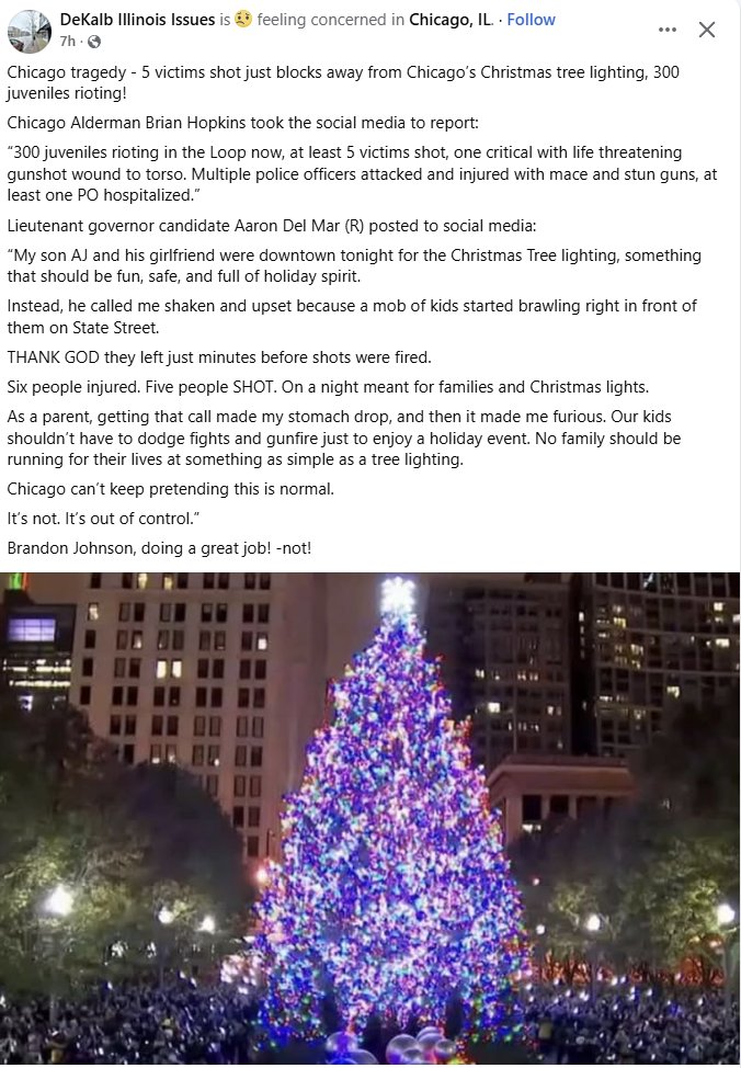 Shitcago can't even bring in the "Christmas season" nicely. 

(In quotations because Thanksgiving isn't even over yet)