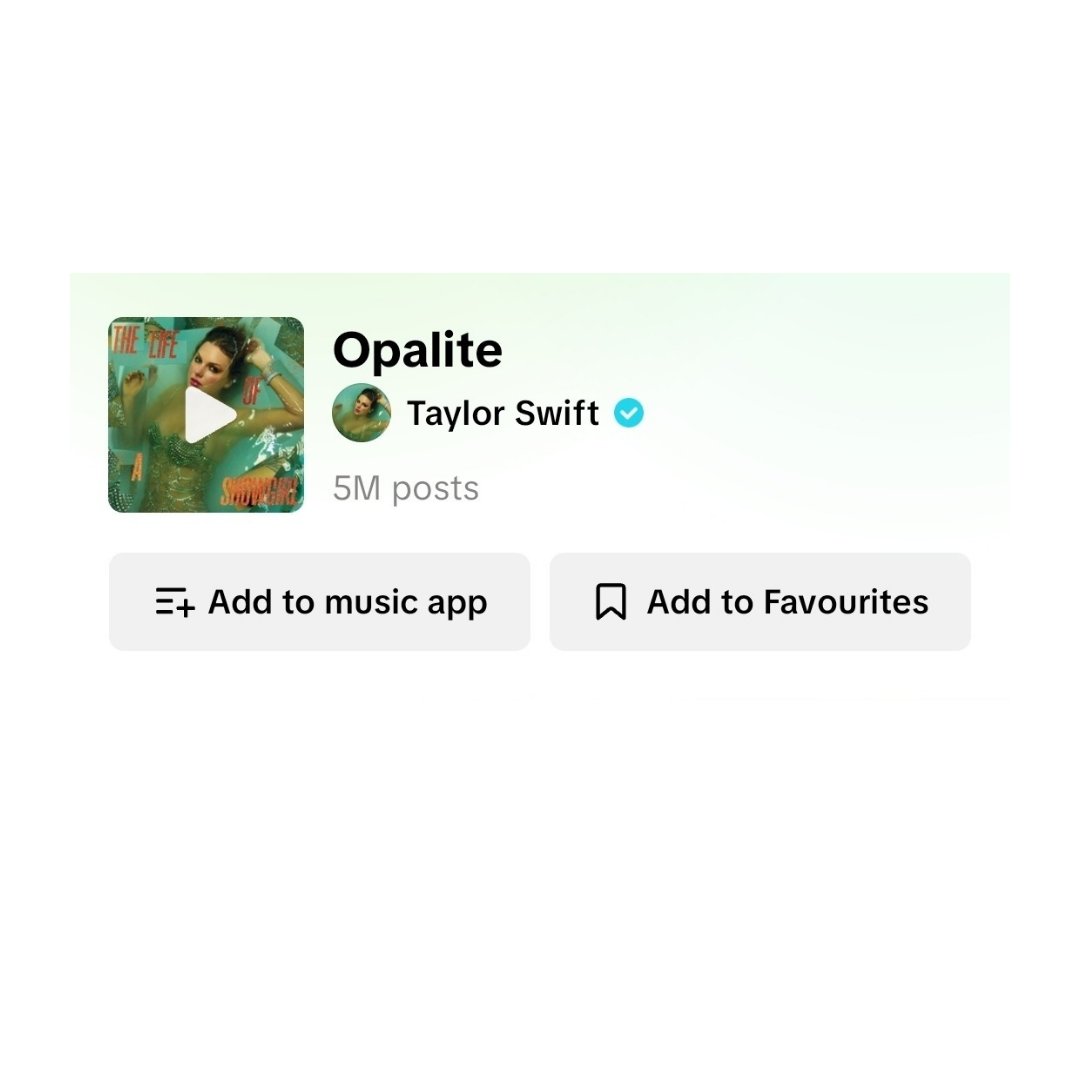 Moonlightswift8's tweet image. 🚨| Taylor Swift’s “Opalite” has now surpassed 5 MILLION posts on TikTok, combining all versions of the split sound!