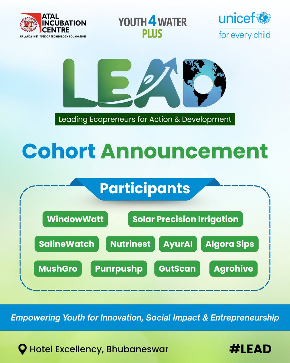 ✨ 𝐎𝐝𝐢𝐬𝐡𝐚'𝐬 𝐧𝐞𝐱𝐭 𝐠𝐞𝐧𝐞𝐫𝐚𝐭𝐢𝐨𝐧 𝐨𝐟 𝐞𝐜𝐨𝐩𝐫𝐞𝐧𝐞𝐮𝐫𝐬 𝐡𝐚𝐯𝐞 𝐚𝐫𝐫𝐢𝐯𝐞𝐝.🌱

1000+ students reached, 100+ ideas collected &amp; finally the Top 10 have been selected to be a part of the L.E.A.D. Cohort — bringing together youth-led, impact-driven teams