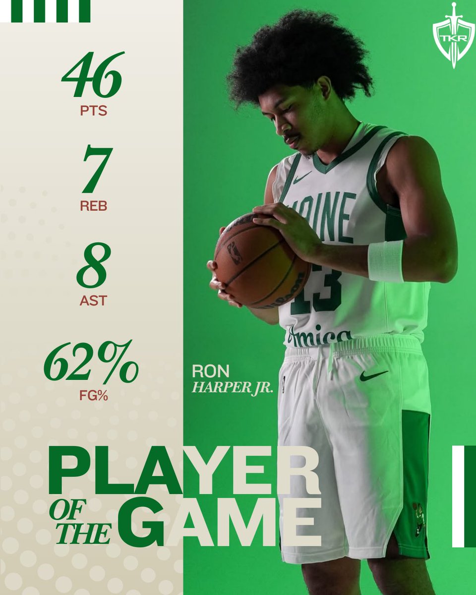 RutgersOn3's tweet photo. Ron Harper Jr. had a huge night for the Maine Celtics, finishing with 46pts, 7rebs, 8asts and a game winner! https://t.co/8nsxDoSbTz